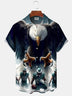 Alohadaddy Casual Eagles Football Team Printed Art Pockets Buttons Stretch Oversized Shirt