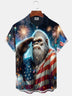 Alohadaddy Holiday Collection Independence Day Bigfoot American Flag Print Art Button Cardigan Pockets Large Size Long Short Sleeve Polyester Shirt