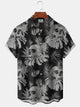 Alohadaddy Hawaii Skull Palm Leaves Painting Art Buttons Cardigan Pockets Stretch Large Size Long Short Sleeve Shirt