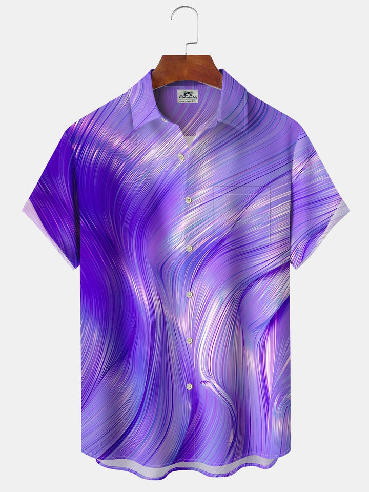 Alohadaddy® Casual Abstract Art Printed Art Chest Pocket Stretch Large Size Men&