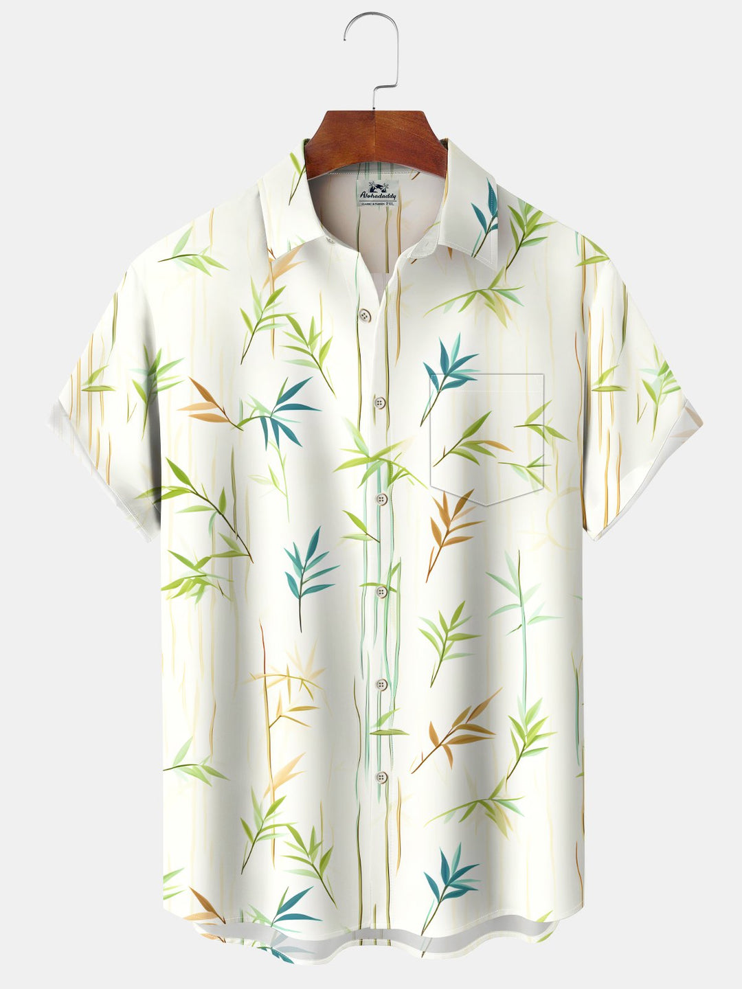 Alohadaddy® Bamboo Art Print Pockets Stretch Hawaiian Men&