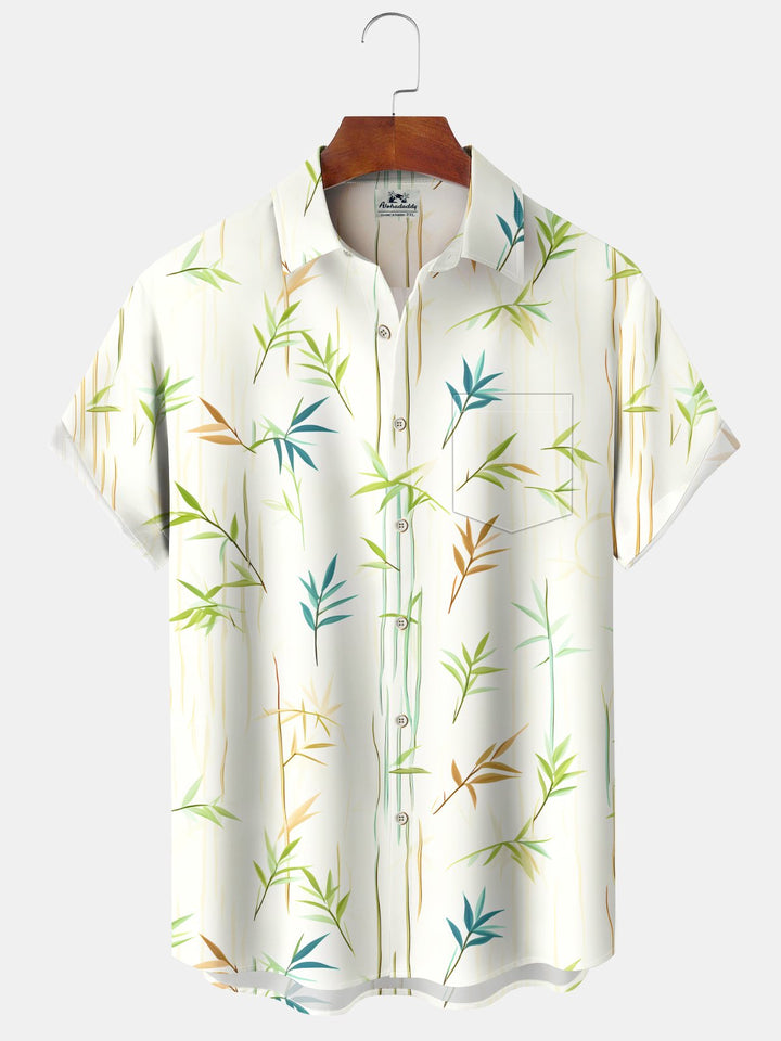 Alohadaddy® Bamboo Art Print Pockets Stretch Hawaiian Men&