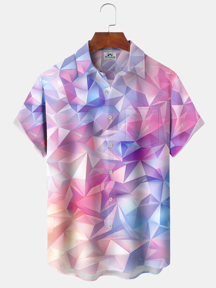Alohadaddy® Geometric Ombre Moisture Wicking Chest Pocket Hawaiian Men&