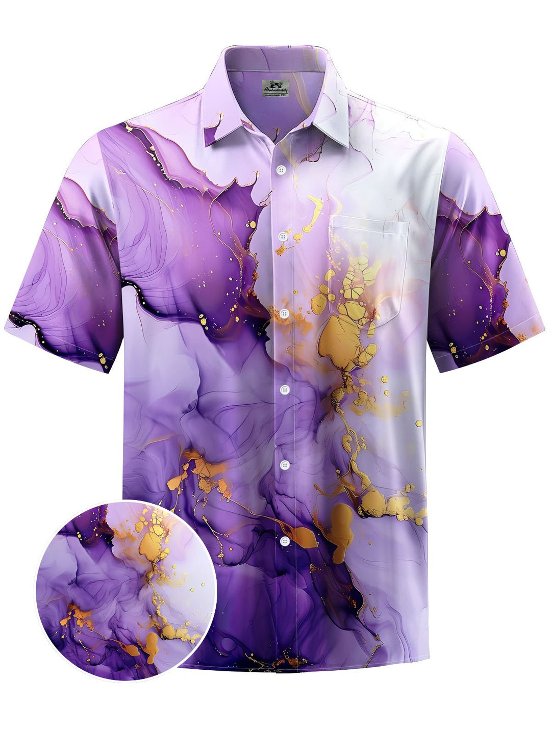 Alohadaddy® Casual Abstract Texture Print Chest Pocket Men&