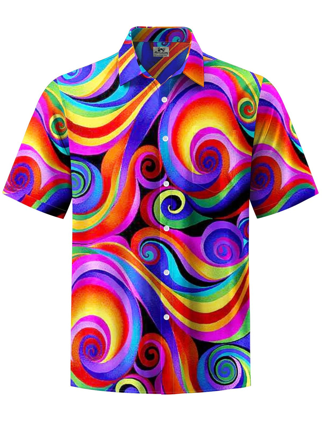 Alohadaddy® Casual Abstract Art Print Chest Pocket Men Short Sleeve Shirt Big &amp; Tall