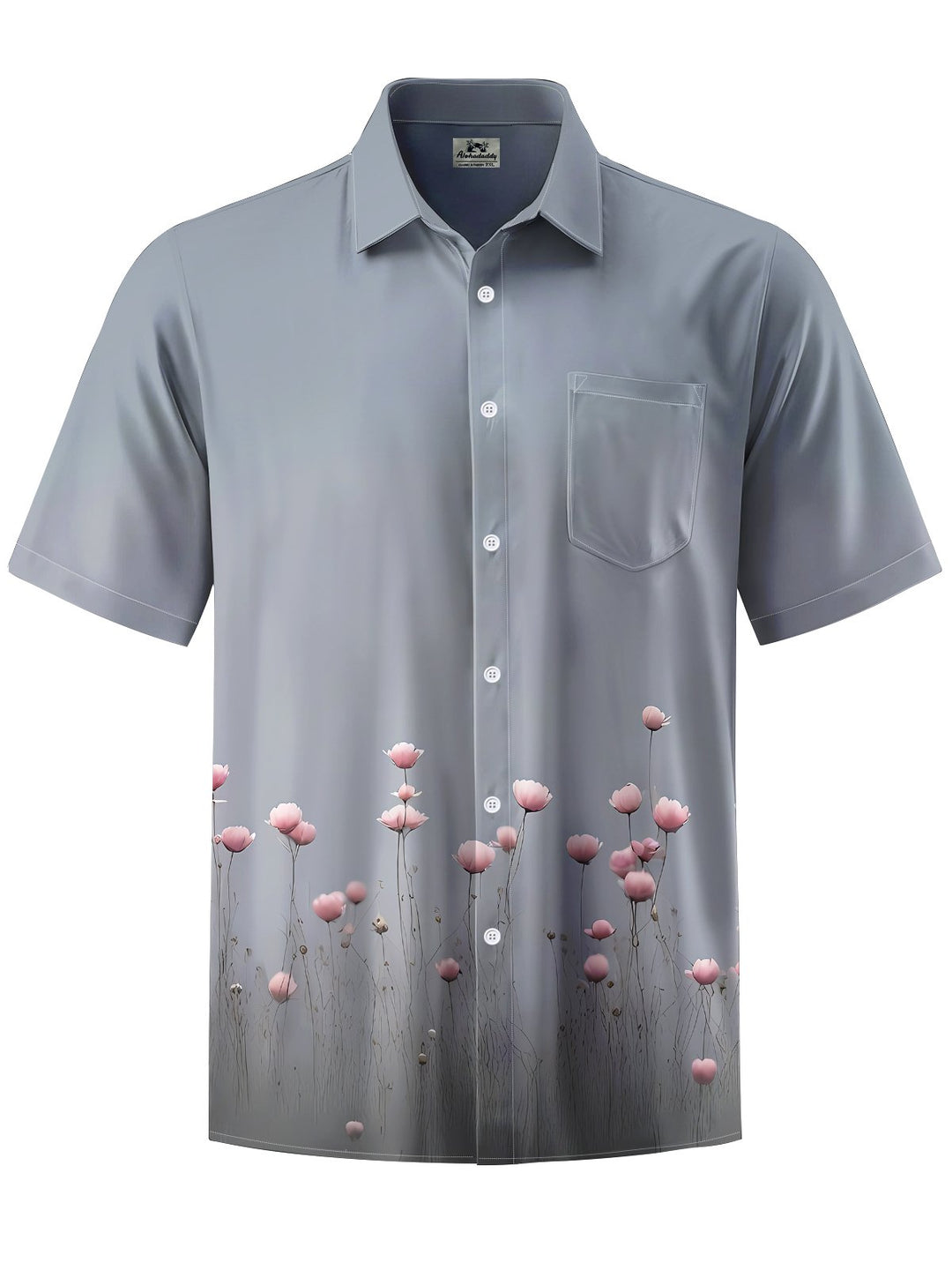 Alohadaddy® Casual Flowers Print Art Chest Pocket Men&