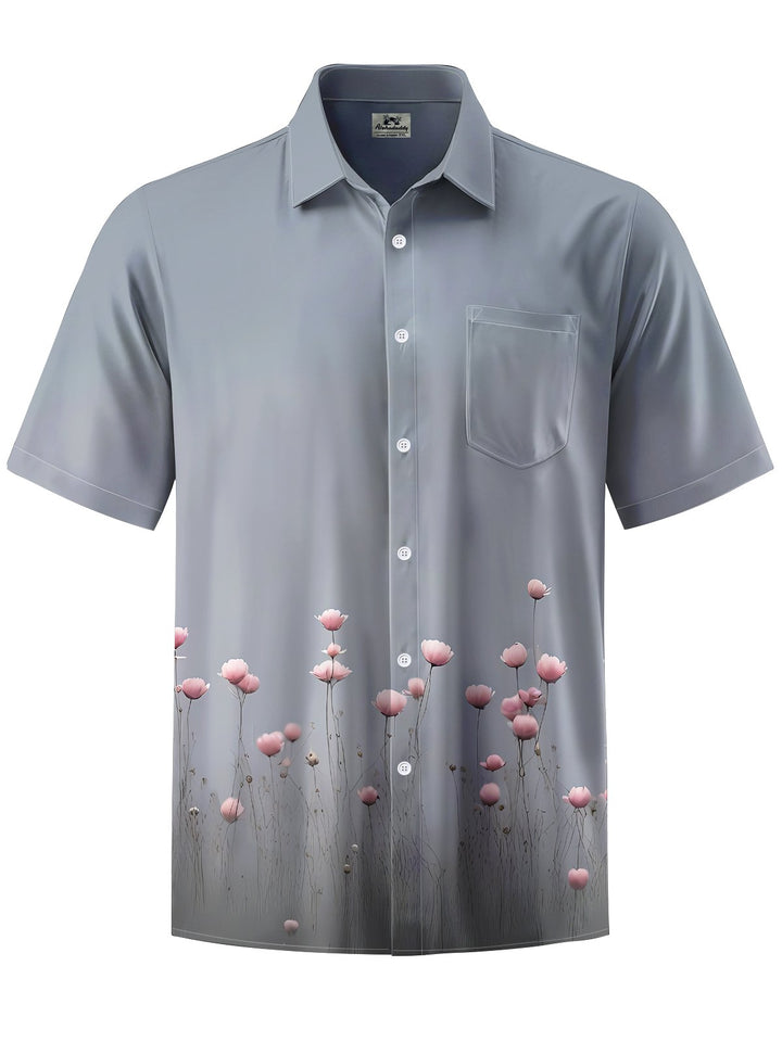 Alohadaddy® Casual Flowers Print Art Chest Pocket Men&
