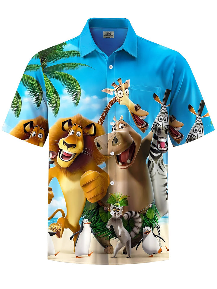 Alohadaddy® Casual Cartoon Art Print Chest Pocket Men&