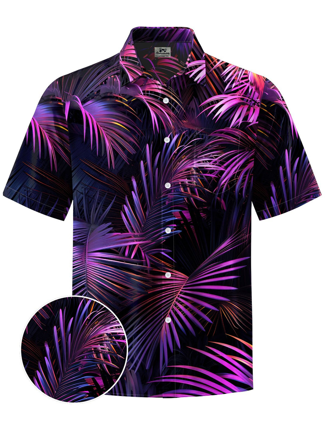 Alohadaddy® Hawaiian Leaves Art Print Chest Pocket Moisture Wicking Men&