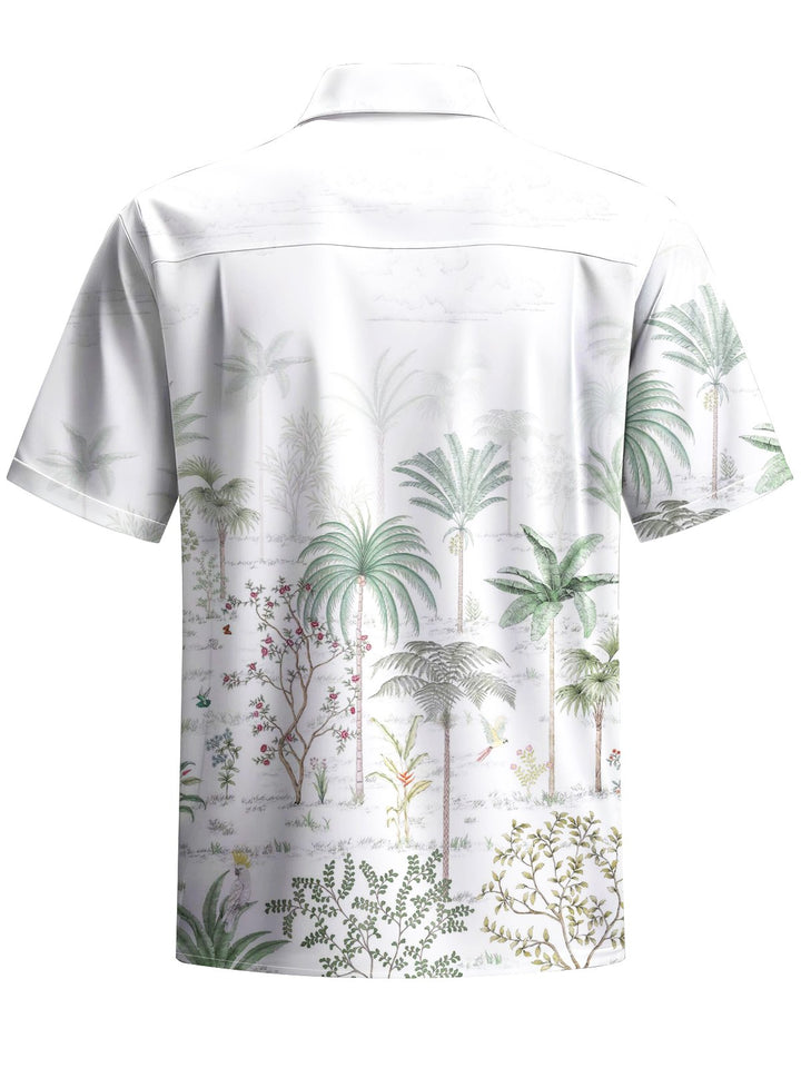 Alohadaddy® Casual Palm Tree Art Print Mens Moisture Wicking Short Sleeve Shirt Big &amp; Tall