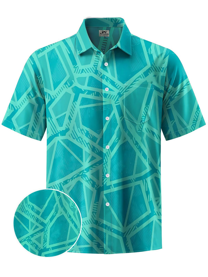 Alohadaddy® Casual Geometric Art Print Chest Pocket Men&