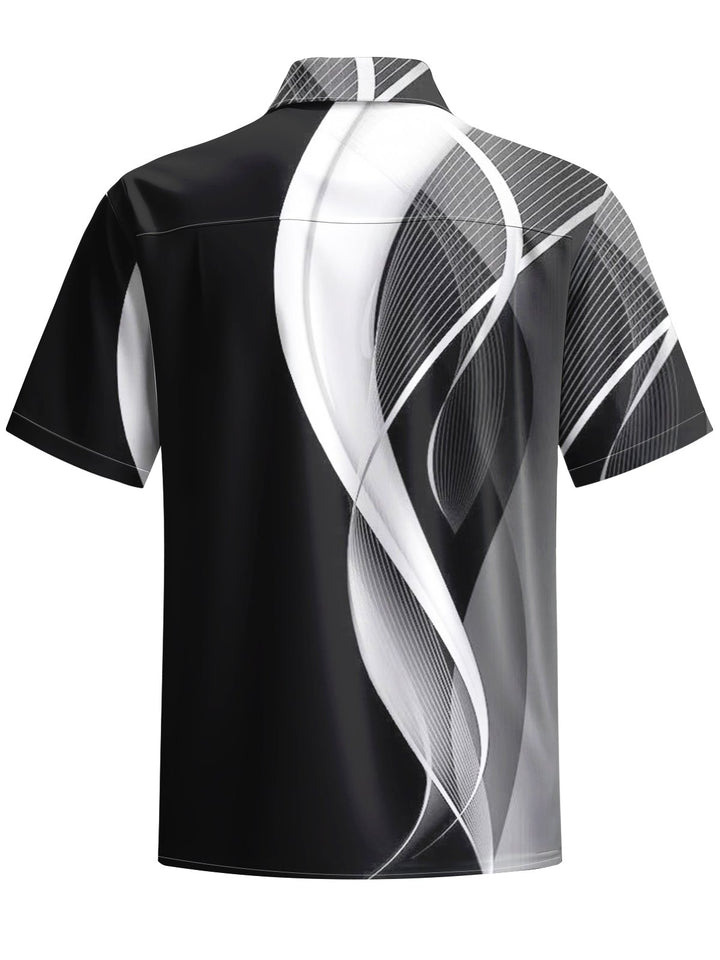Alohadaddy® Casual Abstract Art Print Chest Pocket Men&