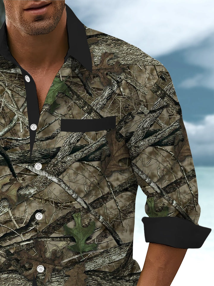 Alohadaddy® Vintage Jungle Art Print Chest Pocket Men&