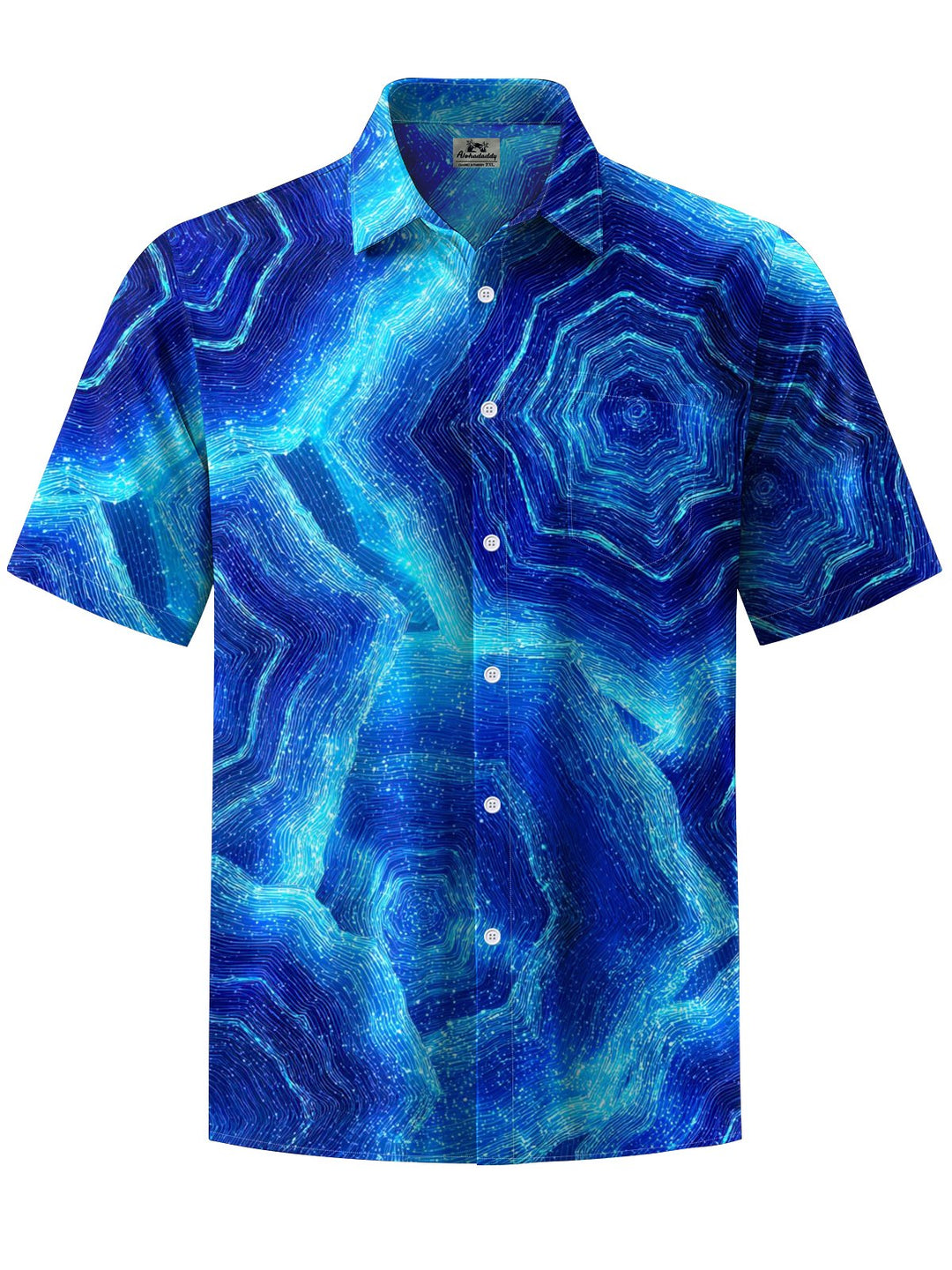 Alohadaddy® Casual Geometric Art Print Chest Pocket Men&