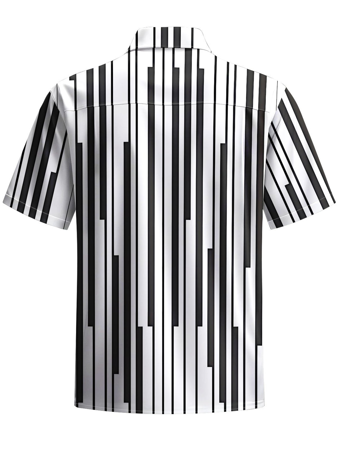 Alohadaddy® Casual Stripe Geometric Art Print Chest Pocket Men&