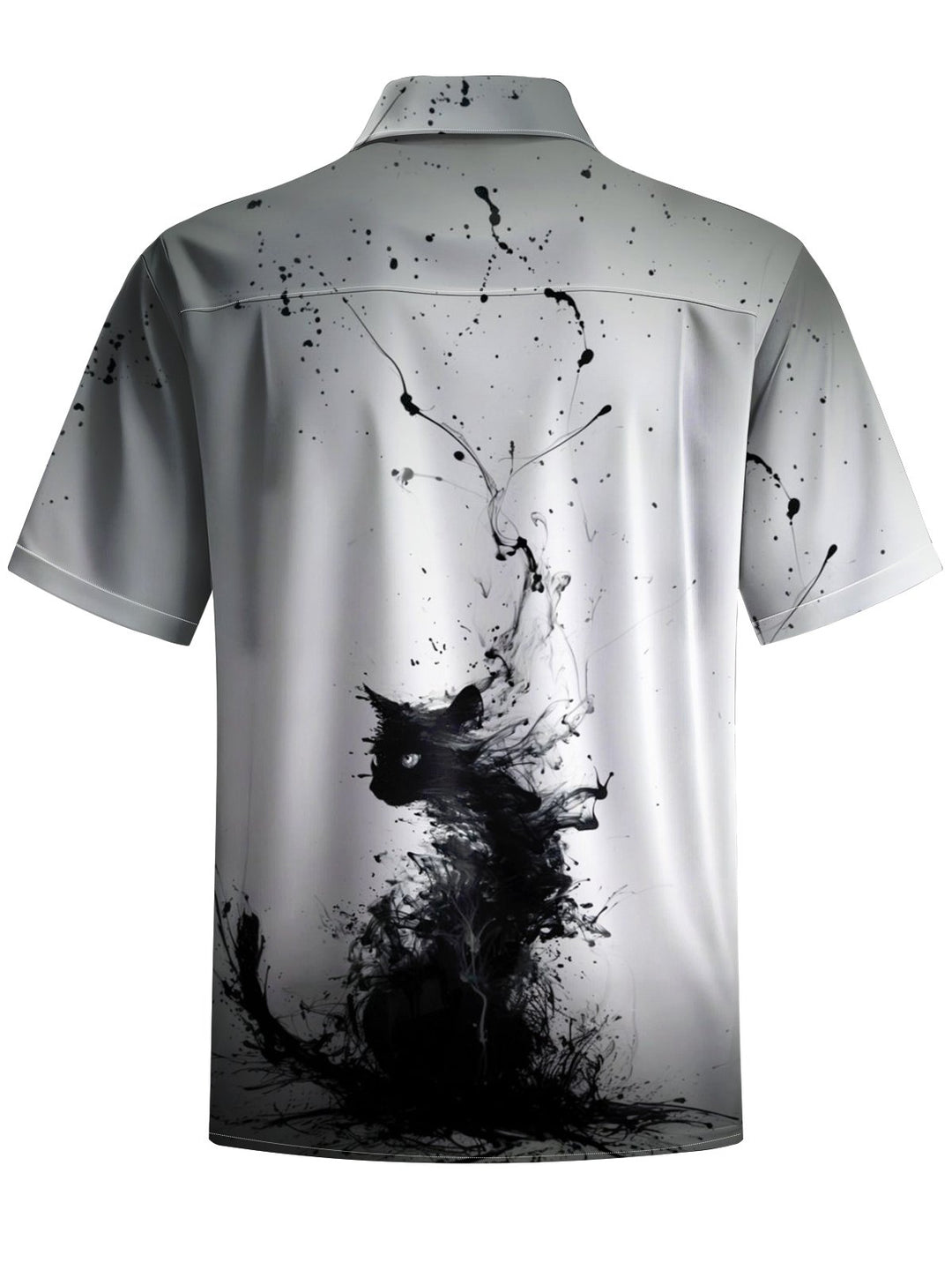 Alohadaddy® casual ink cat print with chest pocket and stretch for men&