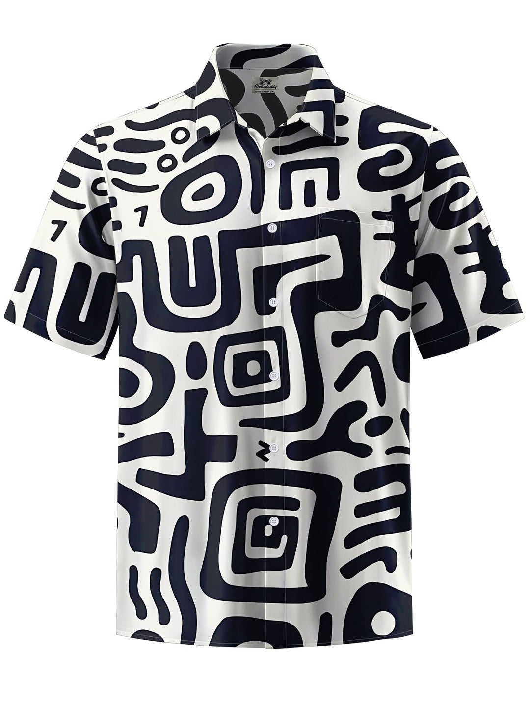 Alohadaddy® Casual Geometric Graffiti Art Print Chest Pocket Men&