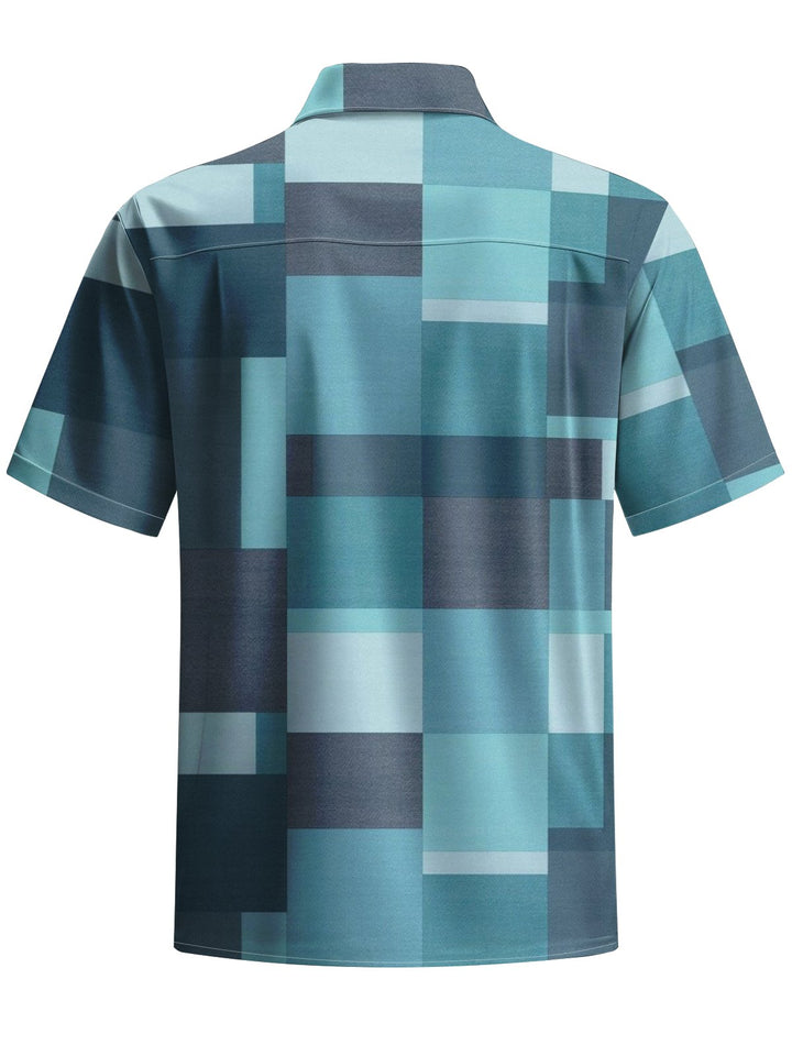 Alohadaddy® Retro Geometric Art Print Chest Pocket Men&