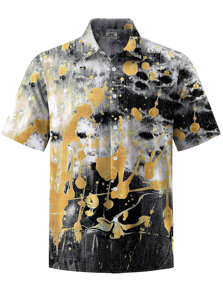 Alohadaddy® Vintage Acrylic Abstract Art Print Chest Pocket Stretch Men&