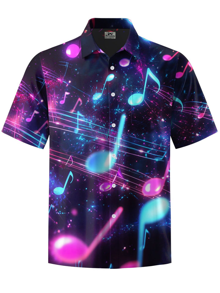 Alohadaddy® Casual Geometric Musical Notes Print Button Pocket Stretch Men&