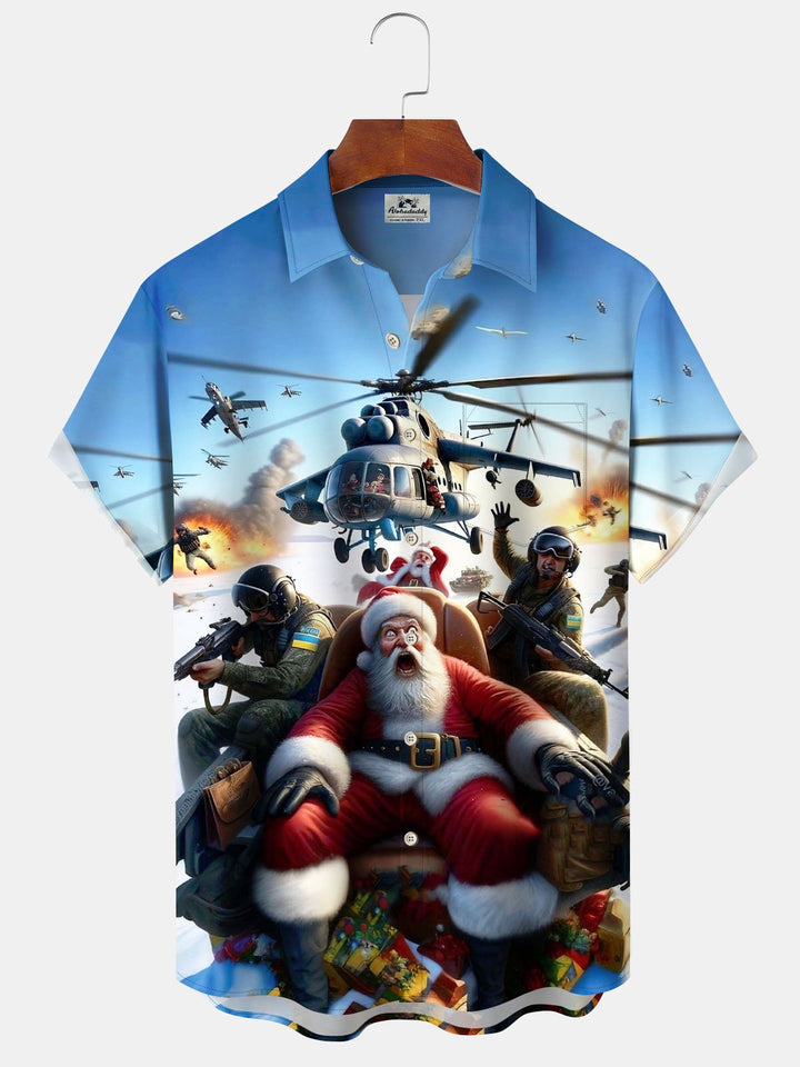 Alohadaddy® Christmas Santa Claus Graphic Print Pocket Elastic Button Men&