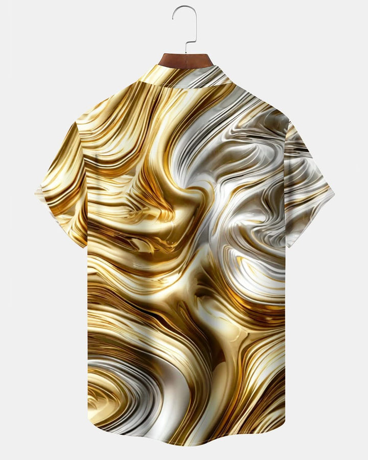 Alohadaddy® Casual Abstract Metallic Print Pocket Stretch Men&