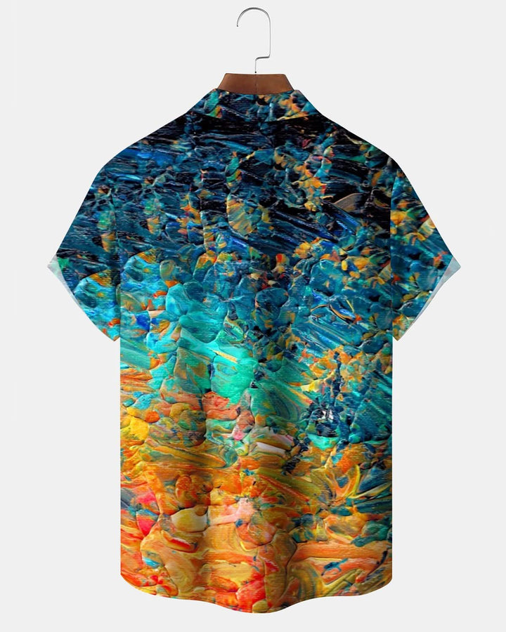 Alohadaddy® Vintage Gradient Acrylic Paint Print Art Pockets with Elastic Buttons Men&