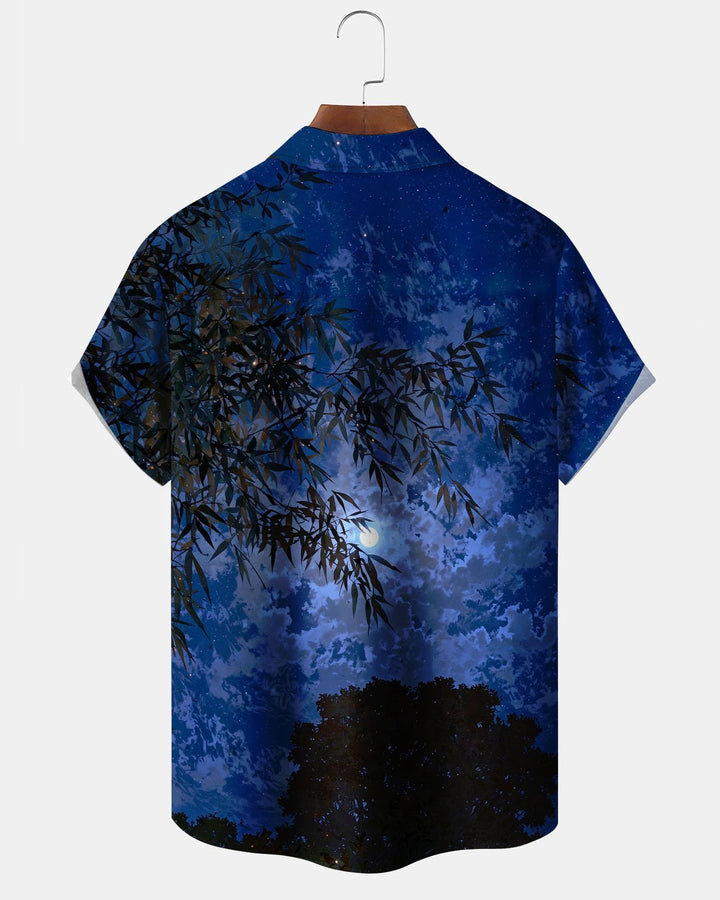 Alohadaddy® Casual Bamboo Leaf Night Sky Print Art Stretch Men&