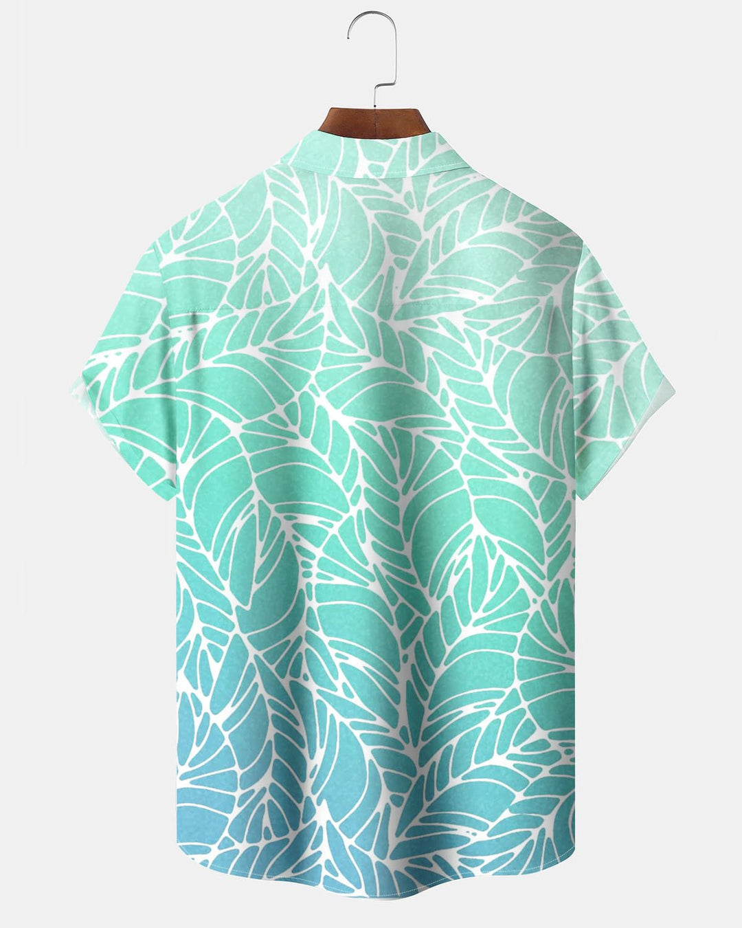 Alohadaddy® Vintage Gradient Leaf Print Art Pocket Button Stretch Men&