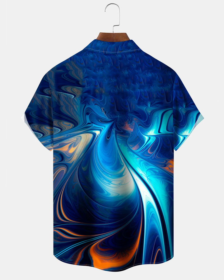 Alohadaddy® Casual Abstract Print Art Stretch Pocket Button Men&