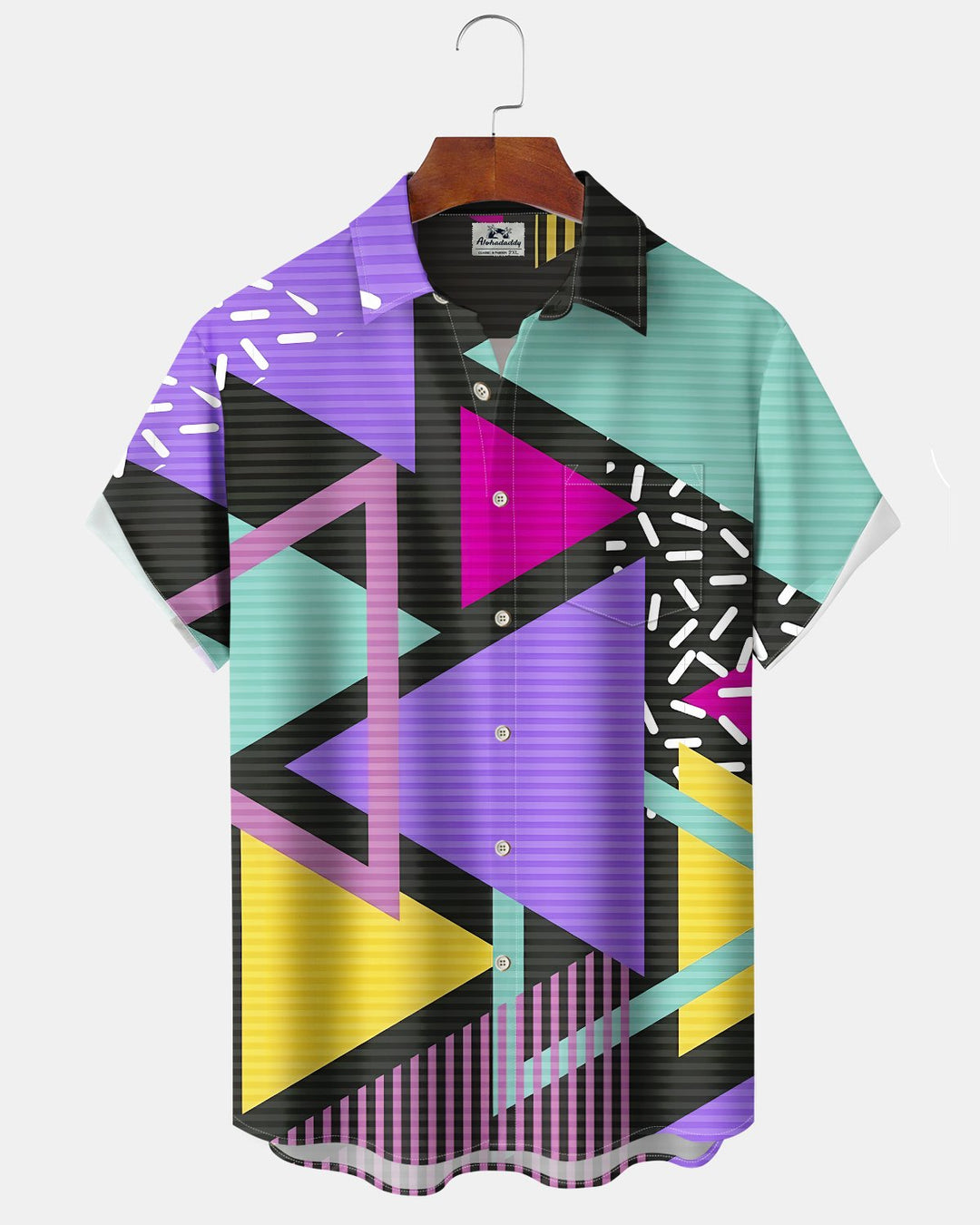 Alohadaddy® Casual Geometric Print Art Button Pocket Cardigan Men&
