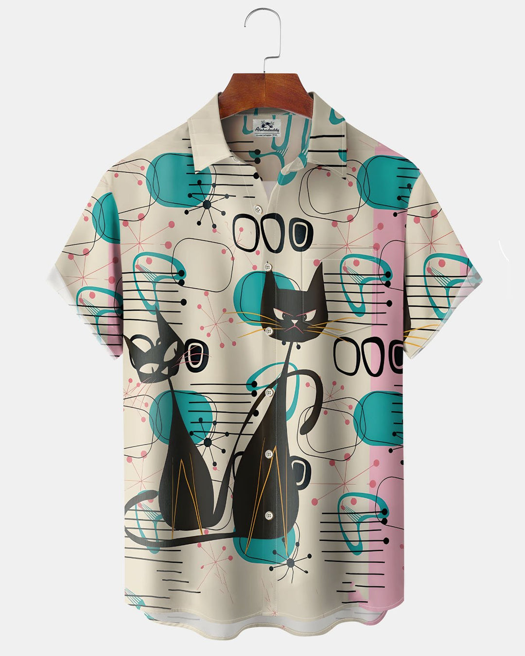 Alohadaddy® Casual Atomic Cat Print Artistic Button Pocket Cardigan Men&