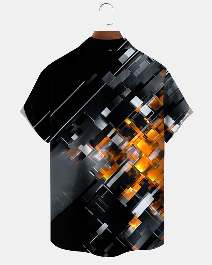 Alohadaddy® Casual Abstract Print Art Button Pocket Cardigan Men&