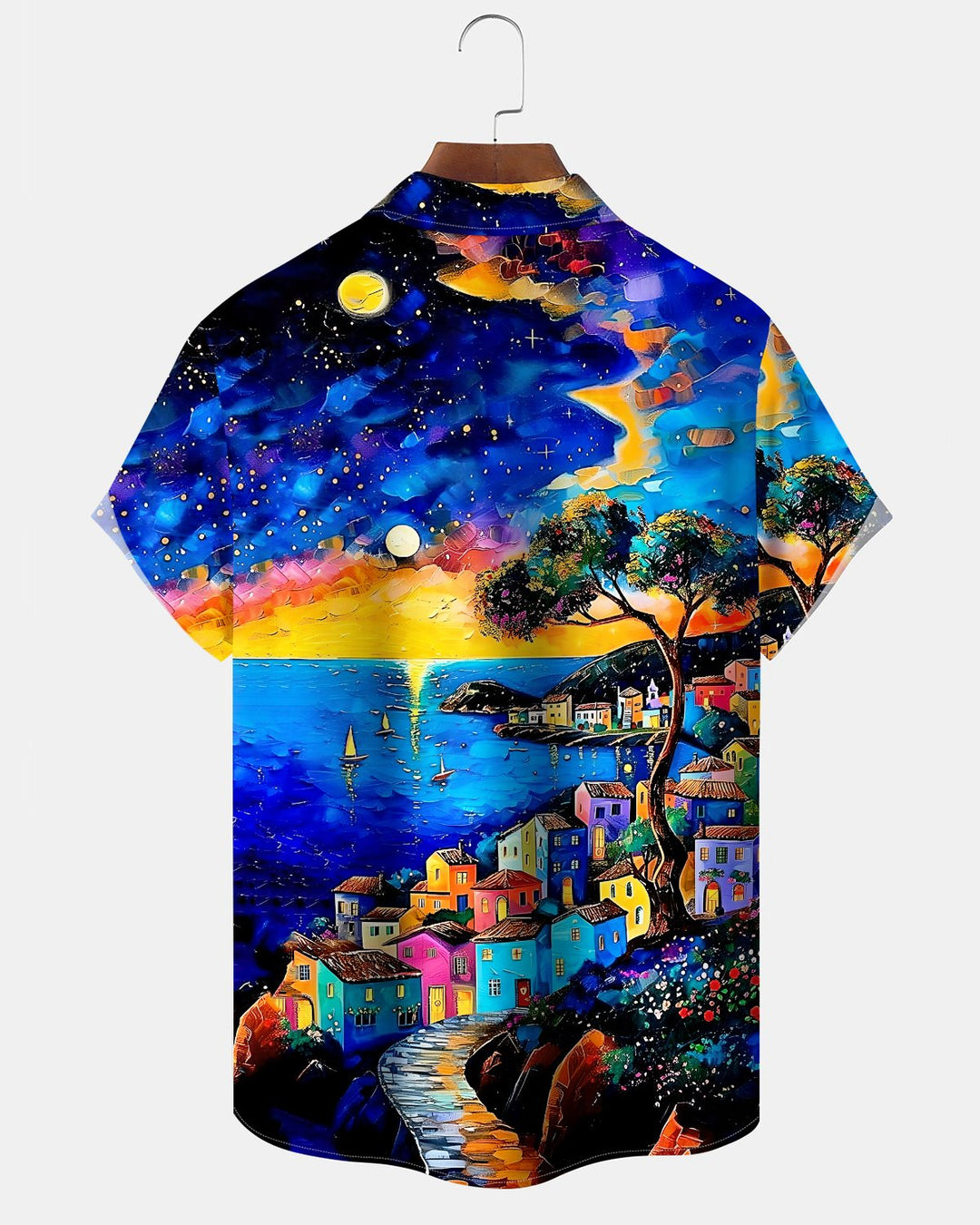 Alohadaddy® Hawaiian Starry Sky Print Art Button Pocket Cardigan Men&