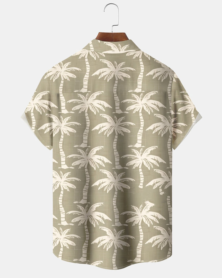 Alohadaddy® Hawaiian Palm Tree Print Art Button Pocket Cardigan Men&