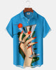 Alohadaddy® Vintage Cocktail Print Art Button Pocket Cardigan Men's Short Sleeve Shirt