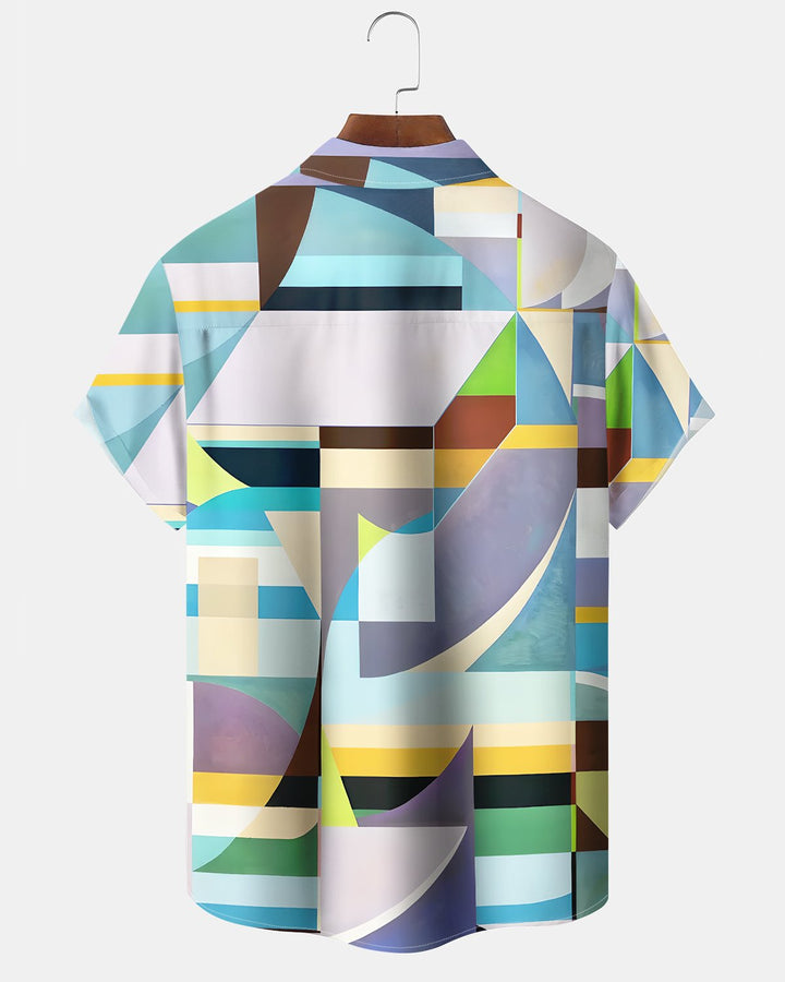 Alohadaddy® Casual Geometric Print Art Button Pocket Cardigan Men&