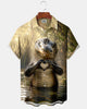 Alohadaddy® Vintage Crocodile Print Art Button-Down Cardigan  Men's Short-Sleeve Shirt with Pockets