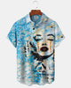 Alohadaddy® Vintage Marilyn Monroe Art Print Men's Short-Sleeve Shirt  Button-Down Cardigan with Pocket