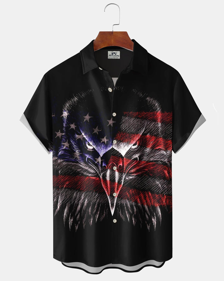 Alohadaddy® Holiday Independence Day Print Art Button Cardigan with Pockets Men&