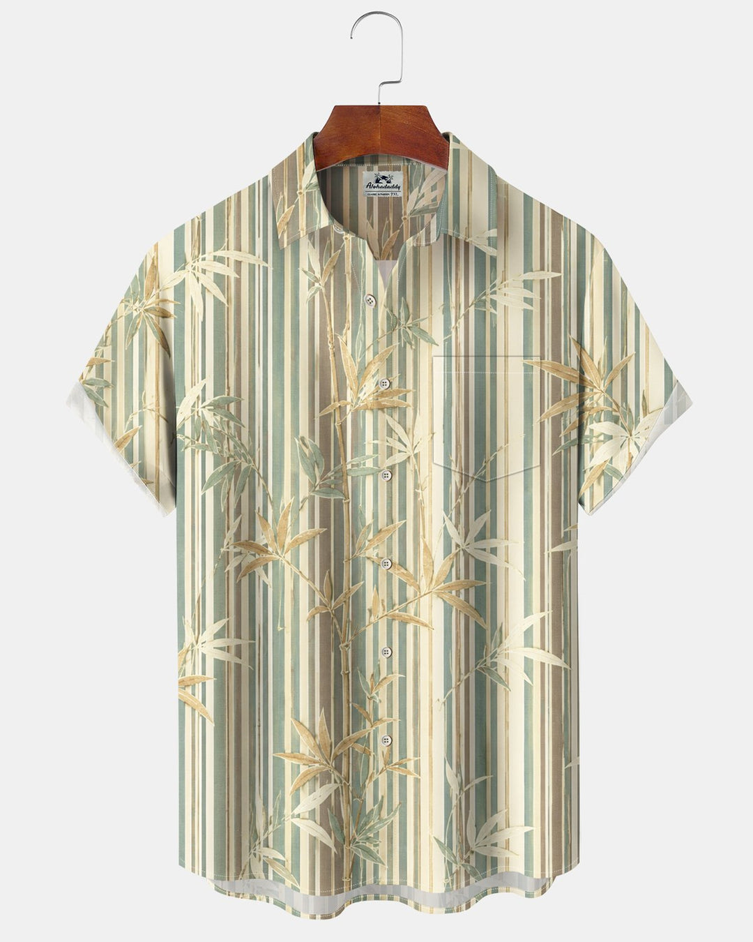 Alohadaddy® Hawaiian Bamboo Print Art Button Pocket Cardigan Men&