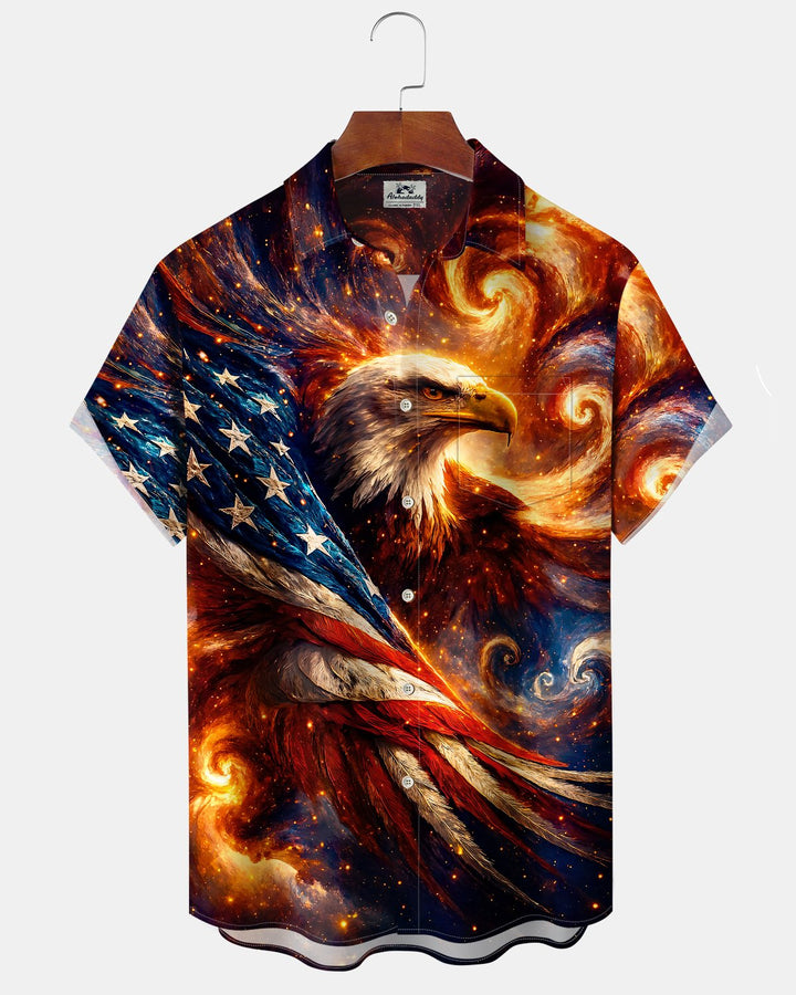 Alohadaddy® Holiday Independence Day Print Art Button Pocket Cardigan Men&
