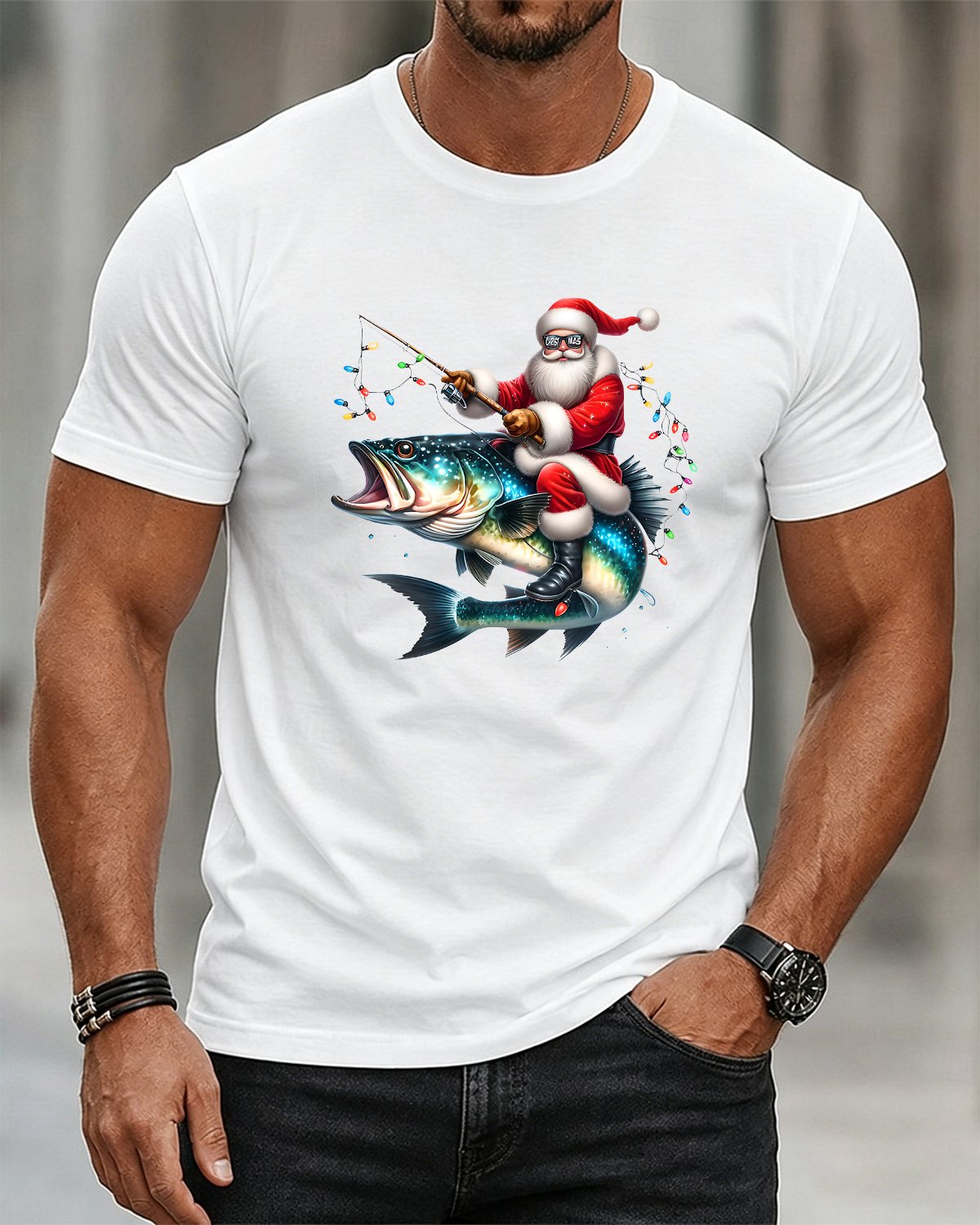 Alohadaddy® Holiday Christmas Print Crew Neck Short-Sleeve T-Shirt