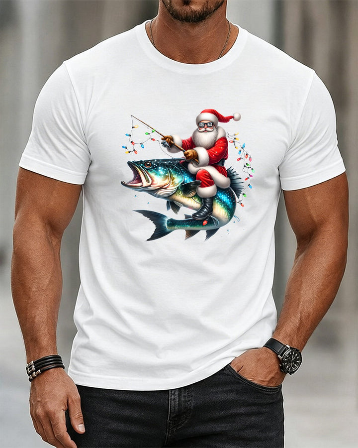 Alohadaddy® Holiday Christmas Print Crew Neck Short-Sleeve T-Shirt