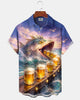 Alohadaddy® Men's Short-Sleeve Button-Down Shirt  "Beer Season" Graphic Print with Chest Pocket