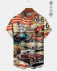 Alohadaddy® Men's Short-Sleeve Button-Down Shirt with Pocket  Vintage Route 66 Car Print
