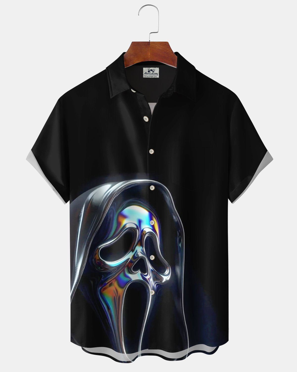 Alohadaddy® Men's Short-Sleeve Button-Down Shirt  Casual Halloween Graphic Print with Pocket