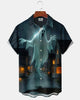 Alohadaddy® Men's Short-Sleeve Button-Down Shirt  Holiday/Halloween Graphic Print with Pocket