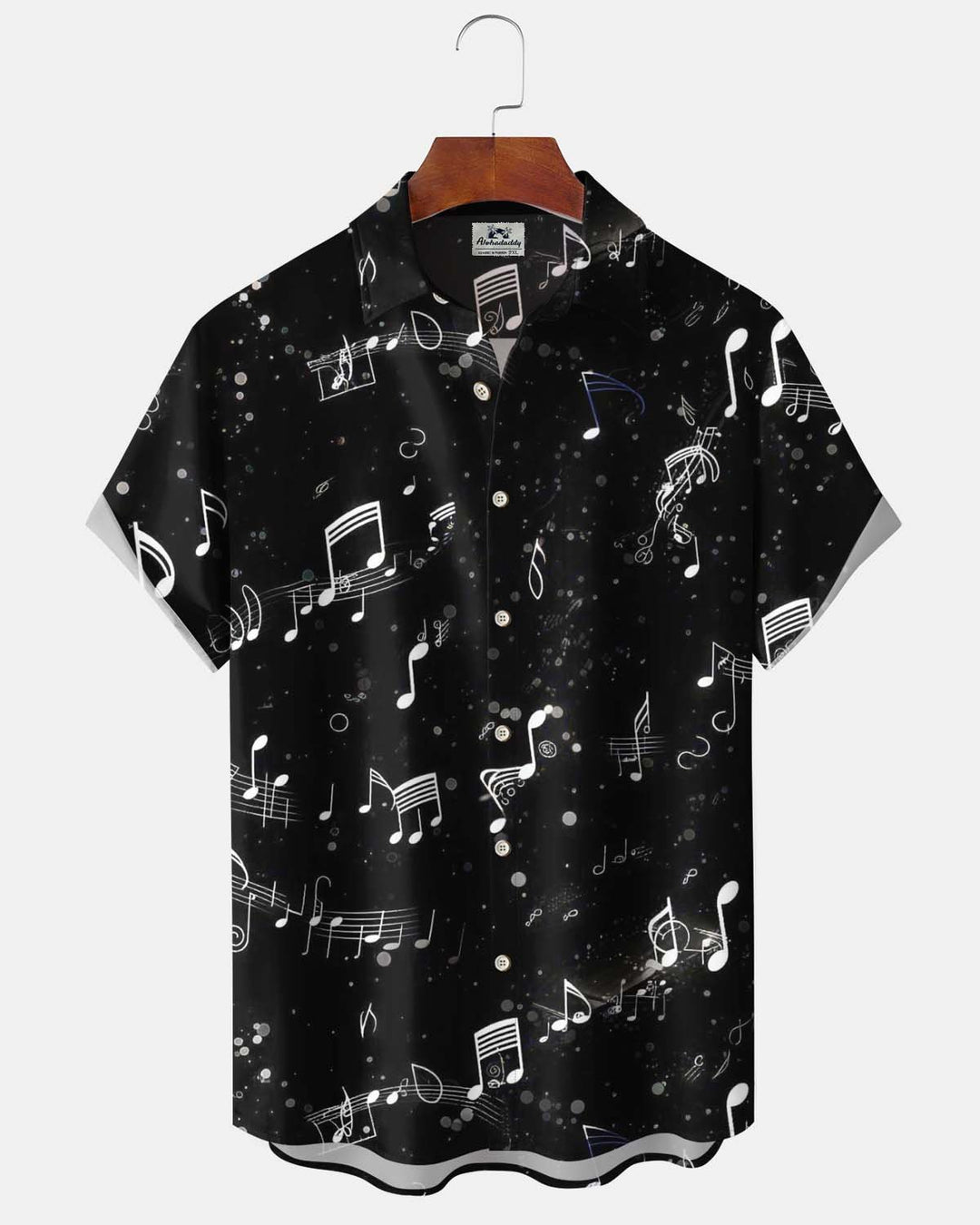 Alohadaddy® Men’s Short-Sleeve Button-Down Shirt  Vintage Musical Note Print with Pocket