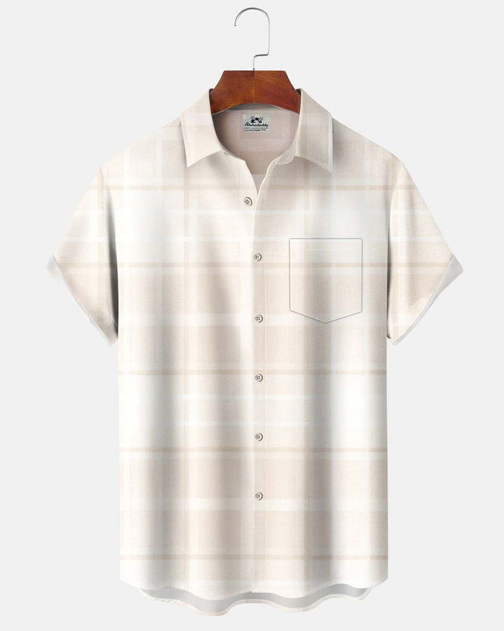 Alohadaddy® Men’s Short-Sleeve Casual Cardigan Shirt  Geometric Art Print, Button-Down with Pockets